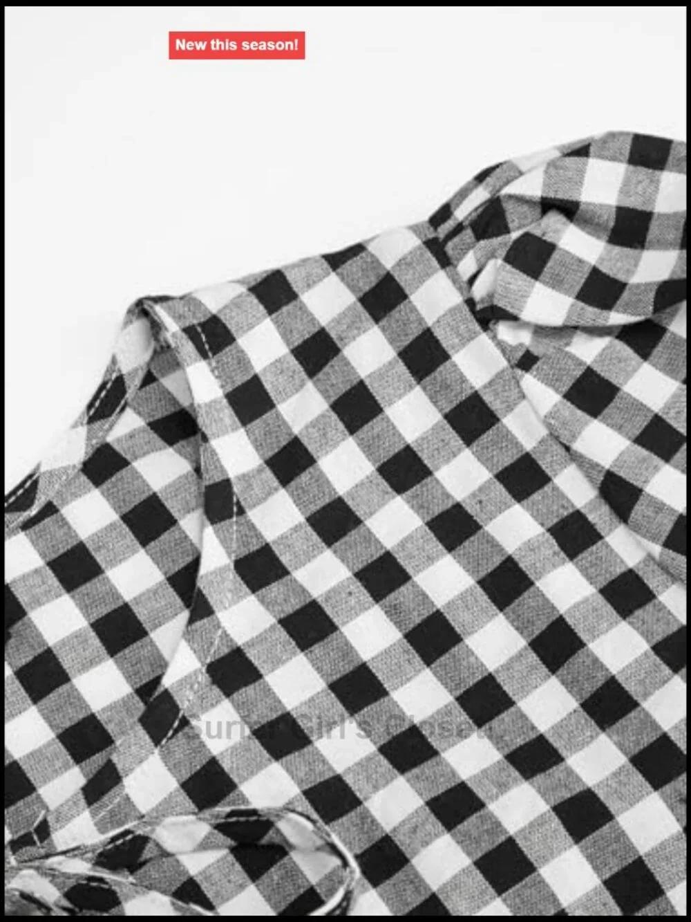 Gingham Puff Sleeve Tie Front Mini Dress Smocked Waist Babydoll Cotton Casual